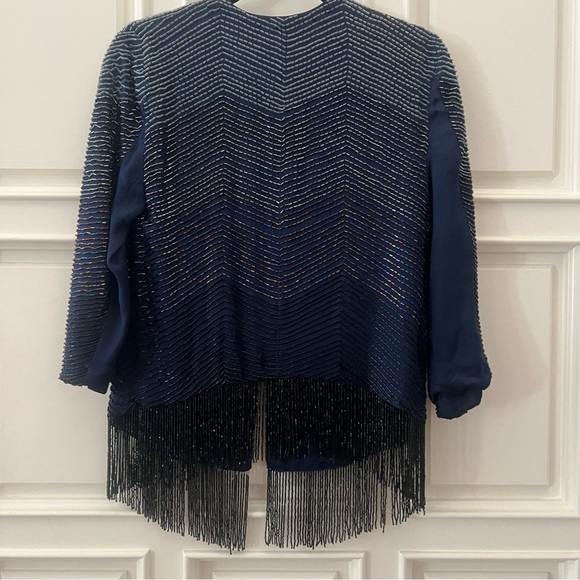 Haute Hippie Beaded Fringe Navy Blue Jacket - Picture 9 of 12